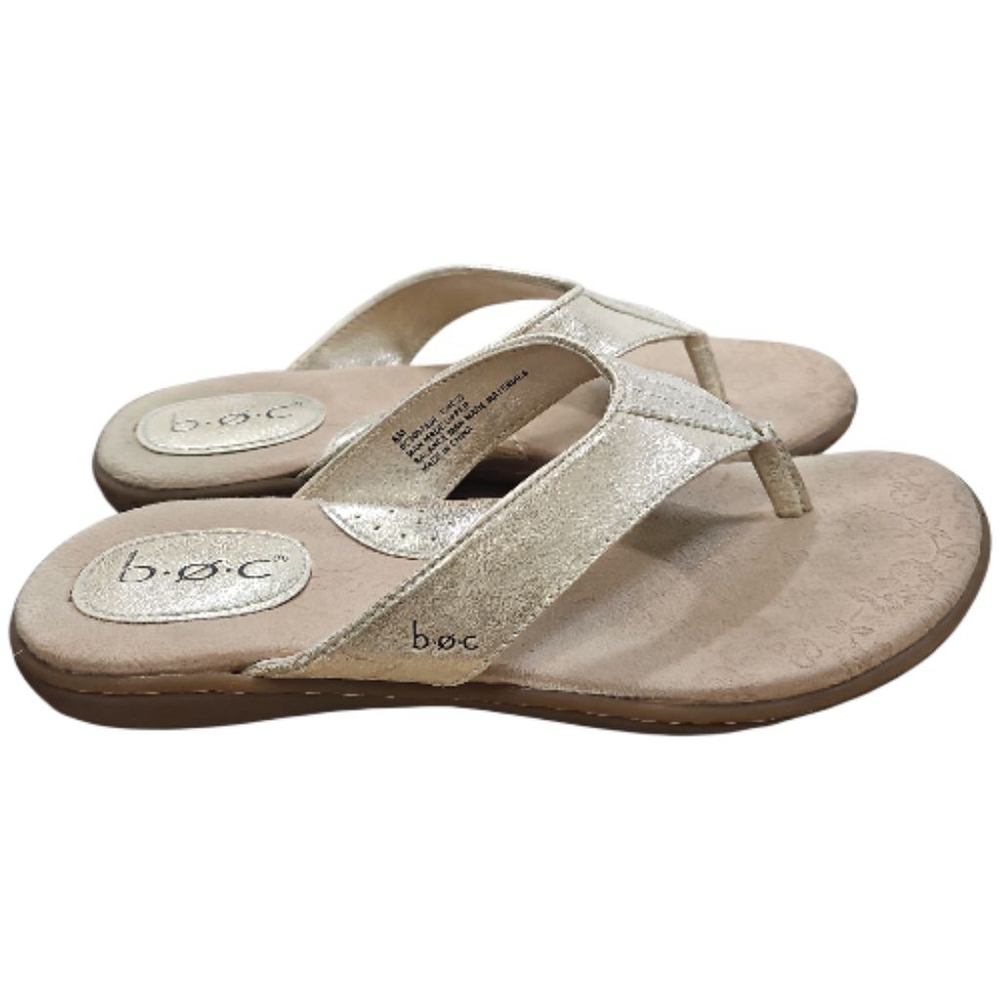 B.O.C. Born Gold Metalic Comfort Thong Slip-on Sandals Size 8 - Picture 2 of 8